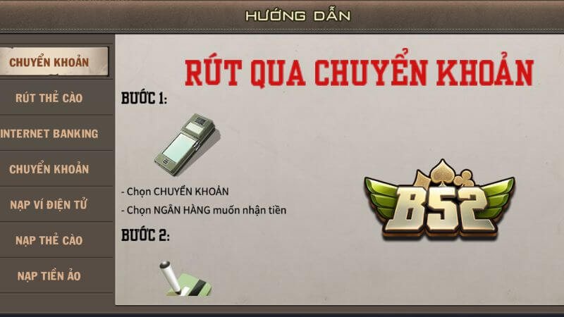 Cách rút tiền chơi game tài xỉu uy tín tại B52 CLUB